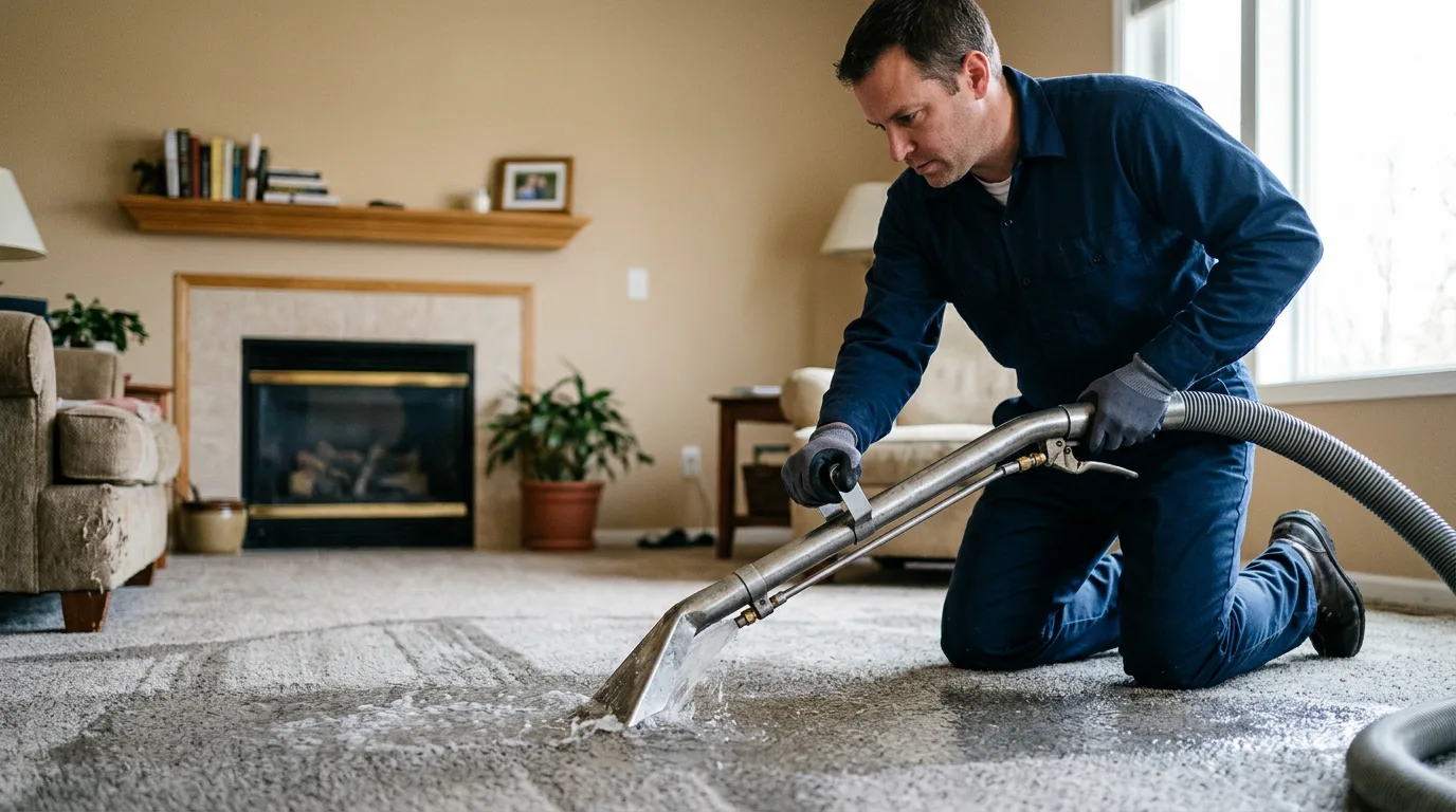 Water damage restoration technician working near Pulaski, MS